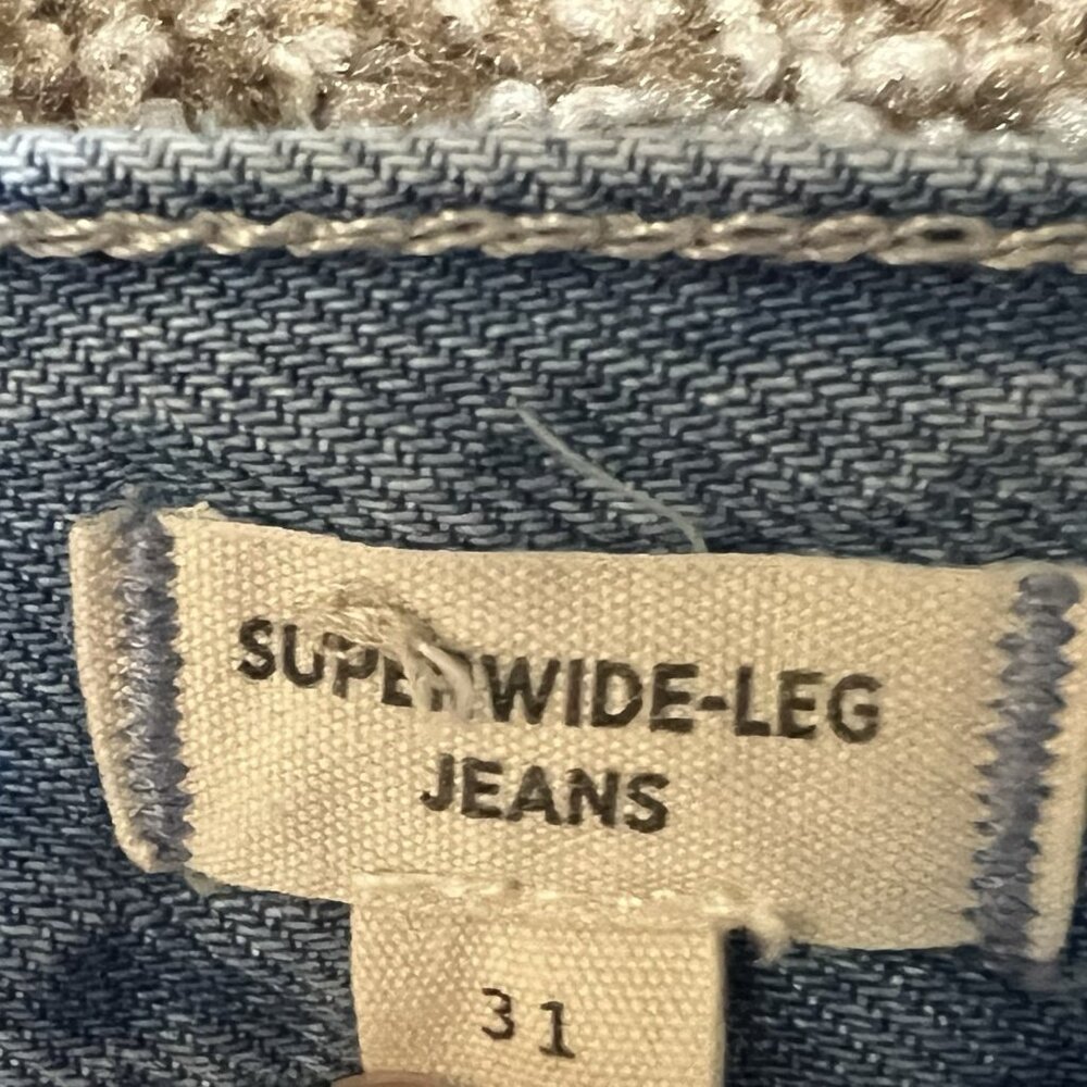 Madewell Women’s Super Wide Leg Jeans Size 31 Blue Button Fly High Rise - Picture 8 of 16